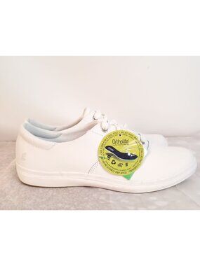 Grasshoppers White Leather Sneakers 9.5 Ortholite Comfort NWT Women